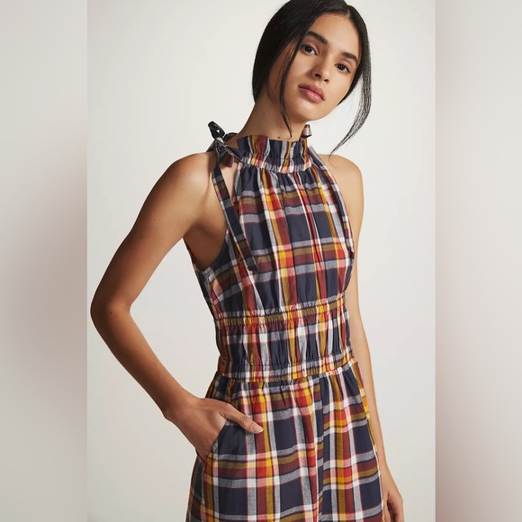 Anthropologie Kopal Heera 100% Cotton Handmade Plaid Jumpsuit, size S - Picture 3 of 9